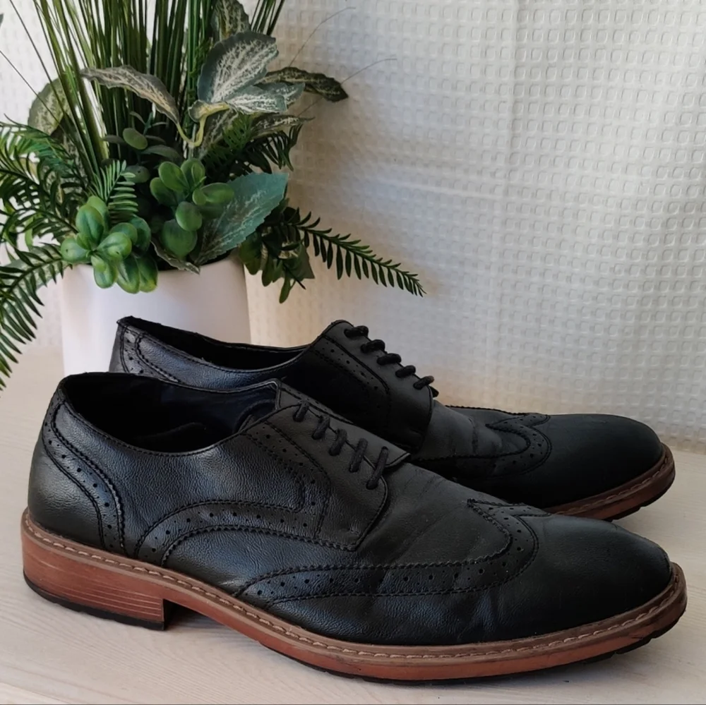 Perry Ellis Portfolio Davy Mens Black  Oxford Dress Shoes Size 11